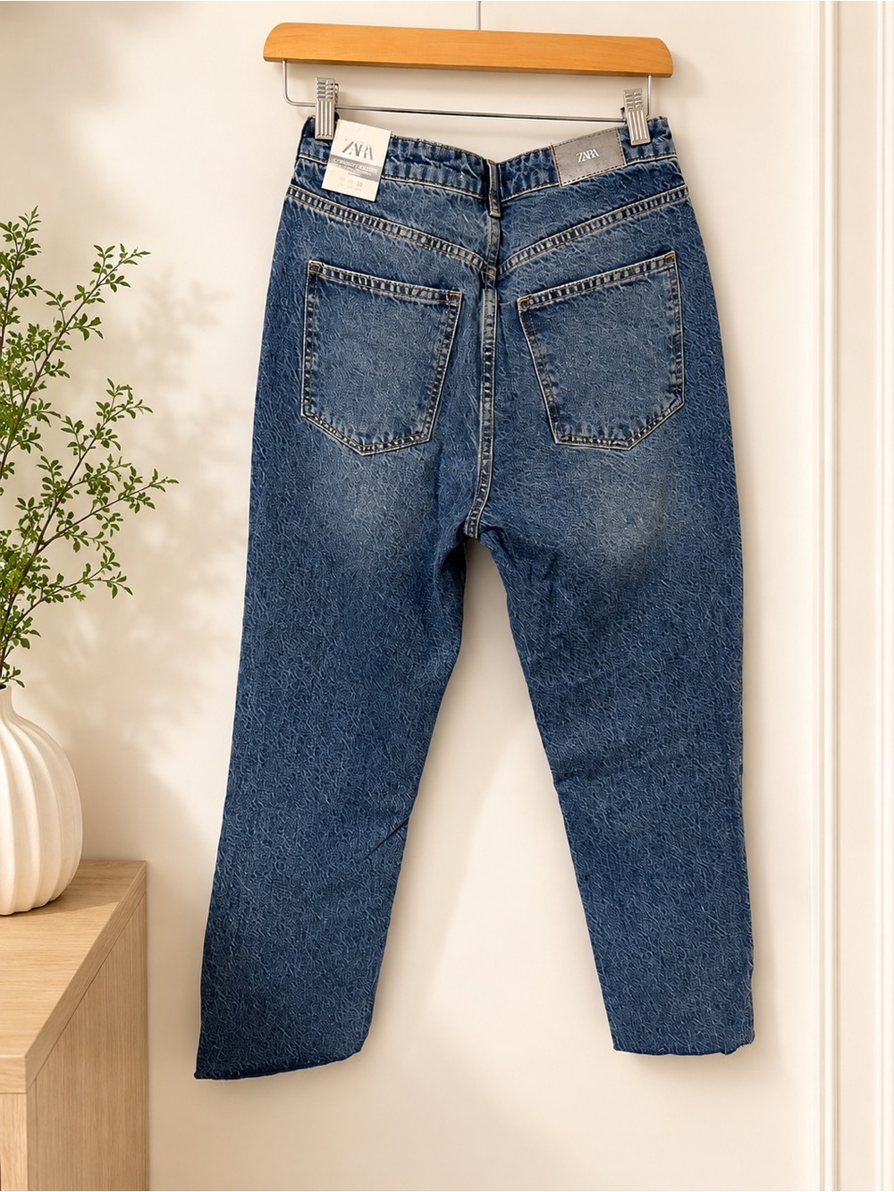 Zara Blue Straight Ankle Length Jeans with Side Studs - Picture 3 of 6